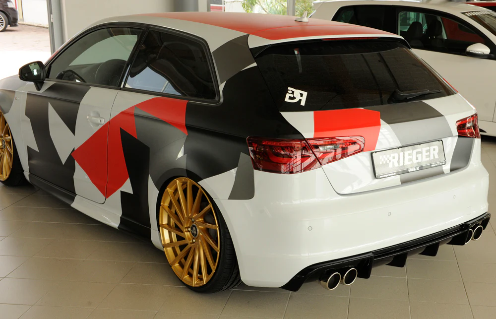 Difusor Deportivo 2 Salidas Dobles Rieger Audi A3 8v Prefacelift S-Line - Image 2